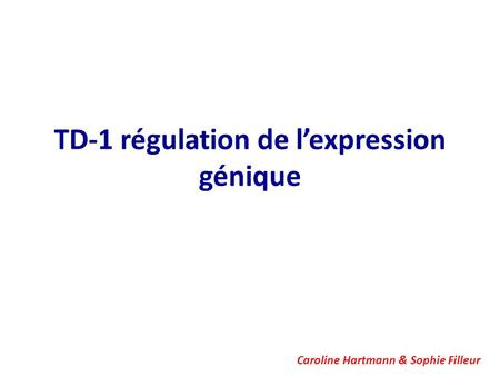 TD-1 régulation de l’expression génique