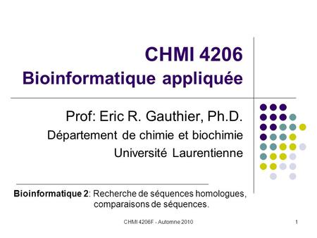 CHMI 4206 Bioinformatique appliquée