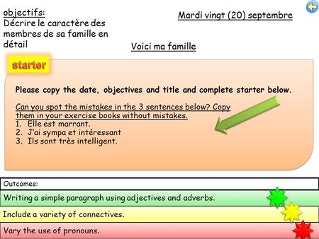 objectifs: Décrire le caractère des membres de sa famille en détail