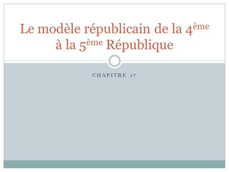 Le modèle républicain de la 4ème à la 5ème République