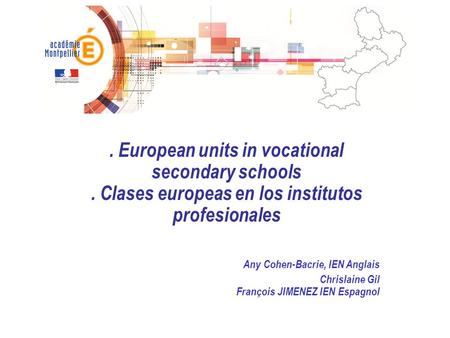 . European units in vocational secondary schools