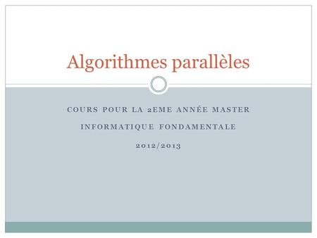 Algorithmes parallèles