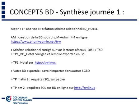 CONCEPTS BD - Synthèse journée 1 :