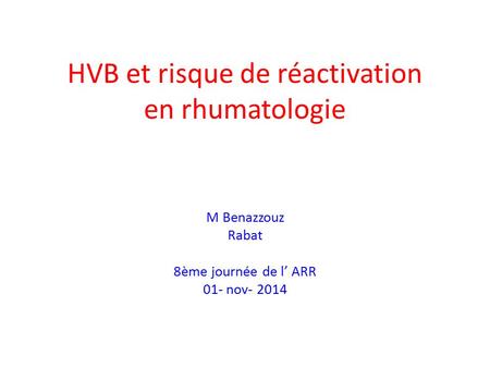 HVB et risque de réactivation en rhumatologie