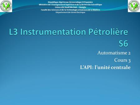 L3 Instrumentation Pétrolière S6