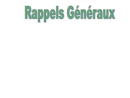 Rappels Généraux.