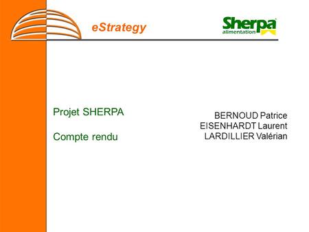 EStrategy Projet SHERPA Compte rendu BERNOUD Patrice EISENHARDT Laurent LARDILLIER Valérian.