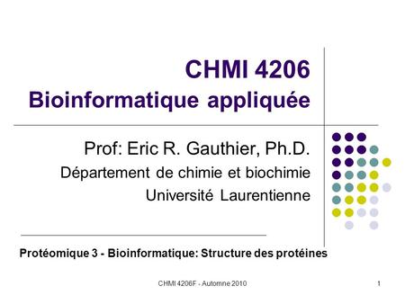 CHMI 4206 Bioinformatique appliquée