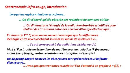 Spectroscopie infra-rouge, introduction