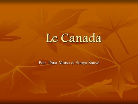 Le Canada Par: Dina Muise et Sonya Sauvé. Le Drapeau.