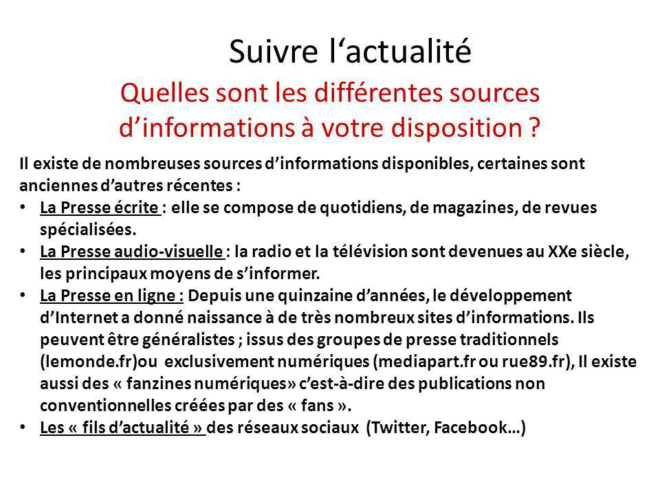 Suivre L Actualite Quelles Sont Les Differentes Sources D Informations A Votre Disposition Il Existe De Nombreuses Sources D Informations Disponibles Ppt Video Online Telecharger