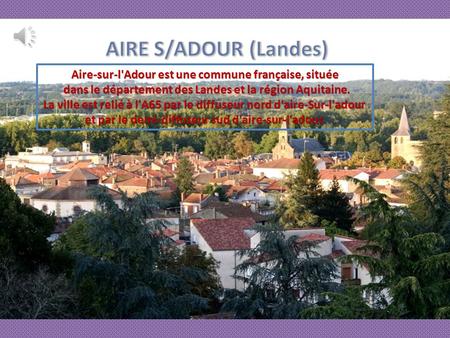 Aire-sur-l'Adour est une commune française, située dans le département des Landes et la région Aquitaine. dans le département des Landes et la région.