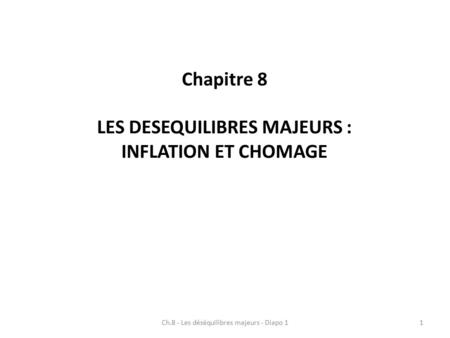 Chapitre 8 LES DESEQUILIBRES MAJEURS : INFLATION ET CHOMAGE Ch.8 - Les déséquilibres majeurs - Diapo 11.