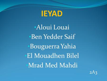 Aloui Louai Ben Yedder Saif Bouguerra Yahia El Mouadhen Bilel Mrad Med Mahdi 2A3 IEYAD.