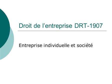 Droit de l’entreprise DRT-1907