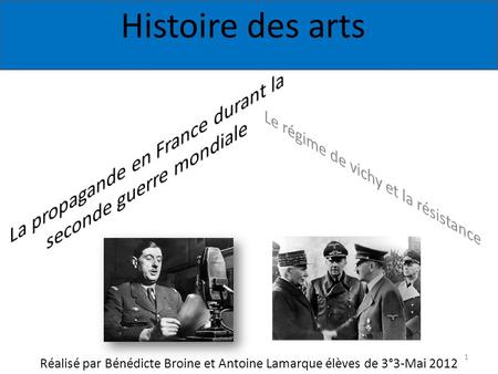 La propagande en France durant la seconde guerre mondiale