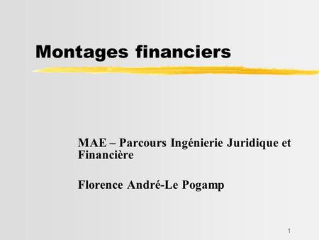 Montages financiers MAE – Parcours Ingénierie Juridique et Financière