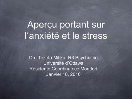 Aperçu portant sur l‘anxiété et le stress