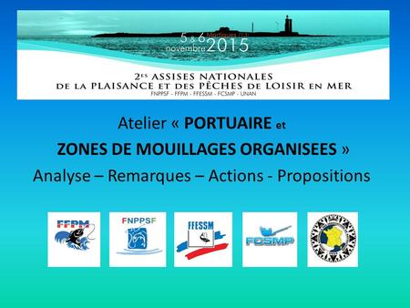 Atelier « PORTUAIRE et ZONES DE MOUILLAGES ORGANISEES » Analyse – Remarques – Actions - Propositions.