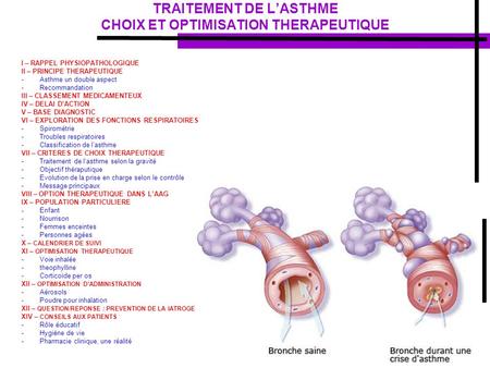 TRAITEMENT DE L’ASTHME CHOIX ET OPTIMISATION THERAPEUTIQUE