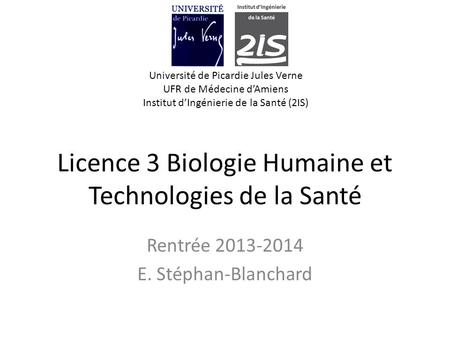Licence 3 Biologie Humaine et Technologies de la Santé