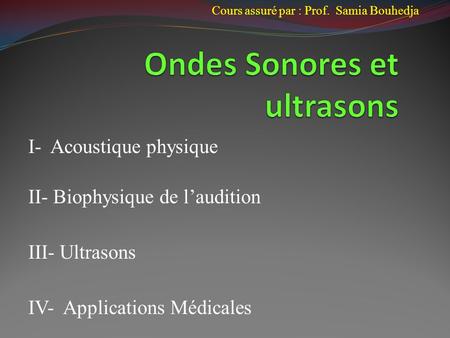 Ondes Sonores et ultrasons