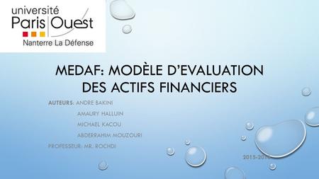 MEDAF: Modèle d’evaluation des Actifs financiers