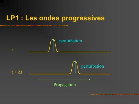 LP1 : Les ondes progressives t t +  t perturbation Propagation.