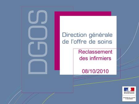 Direction générale de loffre de soin Reclassement des infirmiers 08/10/2010.