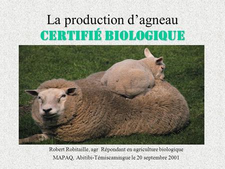 La production d’agneau certifié biologique