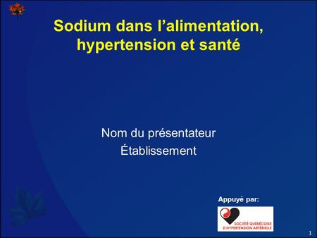 Sodium dans l’alimentation, hypertension et santé