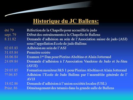 Historique du JC Ballens:
