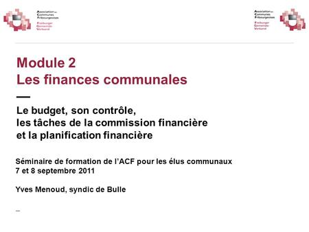 Module 2 Les finances communales — Le budget, son contrôle,