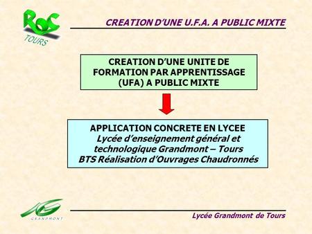 CREATION D’UNE U.F.A. A PUBLIC MIXTE