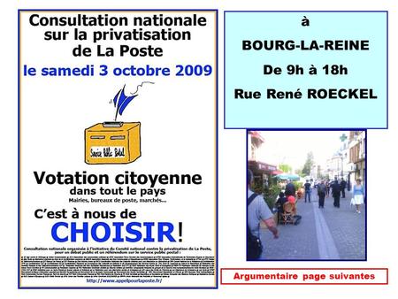 À BOURG-LA-REINE De 9h à 18h Rue René ROECKEL Argumentaire page suivantes.