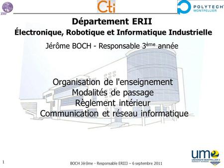 Département ERII Électronique, Robotique et Informatique Industrielle