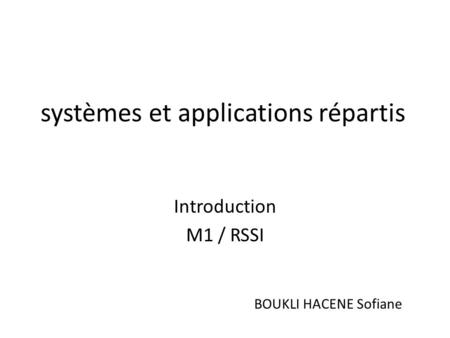 systèmes et applications répartis
