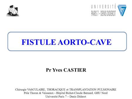 FISTULE AORTO-CAVE Pr Yves CASTIER