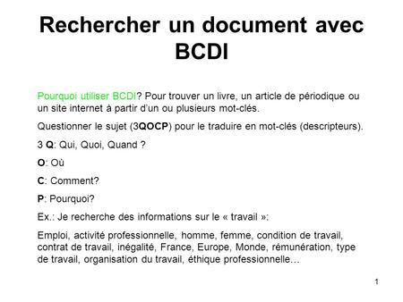 Rechercher un document avec BCDI
