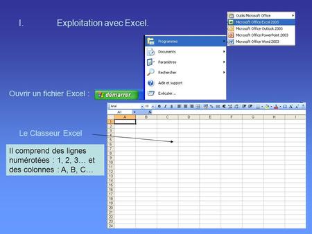 Exploitation avec Excel.