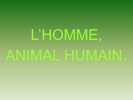 L’HOMME, ANIMAL HUMAIN..
