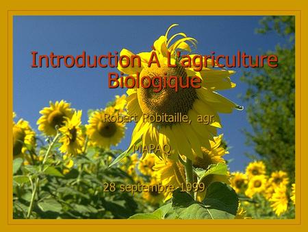 Introduction À L'agriculture Biologique