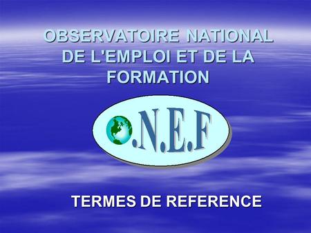 OBSERVATOIRE NATIONAL DE L'EMPLOI ET DE LA FORMATION