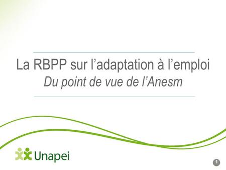 La RBPP sur l’adaptation à l’emploi Du point de vue de l’Anesm