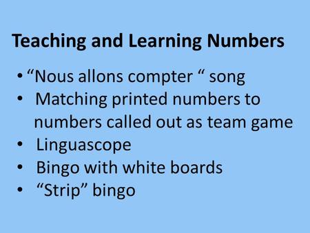 Teaching and Learning Numbers