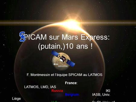 PICAM sur Mars Express: (putain,)10 ans !