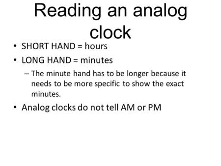 Reading an analog clock