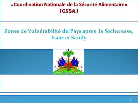 Zones de Vulnérabilité du Pays après la Sécheresse, Isaac et Sandy 1.