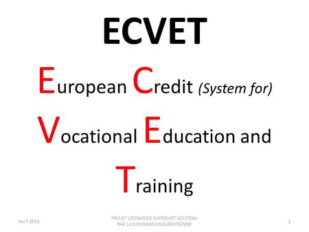 European Credit (System for) Vocational Education and Training