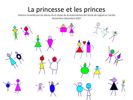 La princesse et les princes Histoire inventée par les élèves de la classe de Grande Section de l’école de Juigné sur Sarthe Novembre-Décembre 2007.